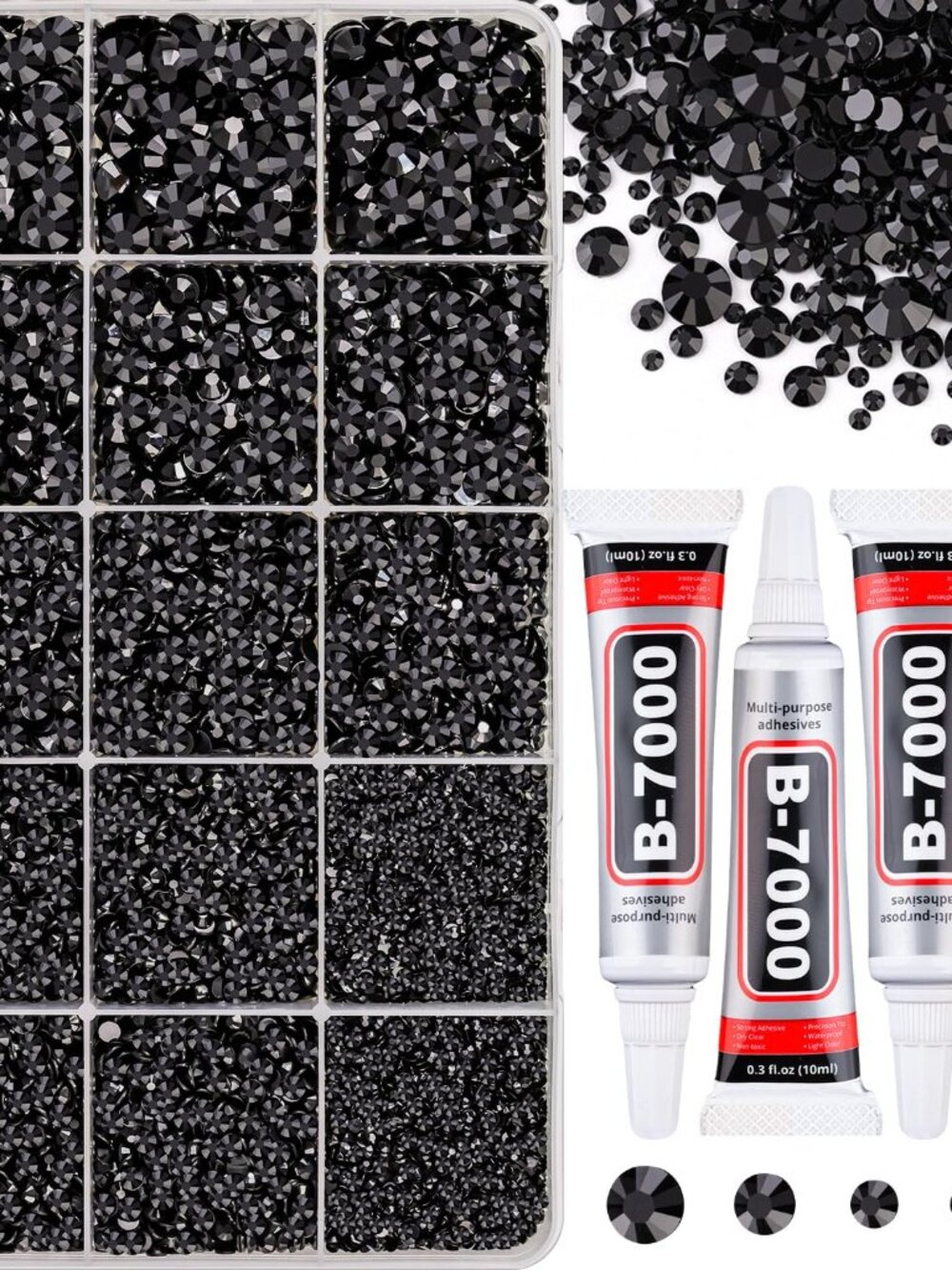 16000Pcs Resin Jelly Rhinestones for Crafting, Black Rhinestones Flatback Gems,